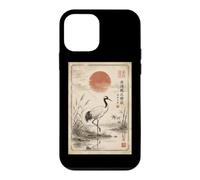 Custodia per iPhone 12 mini Vintage Manciuria Gru Sole Rosso Giapponese Woodblock Art