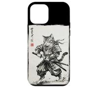 Custodia per iPhone 12 mini Vintage Samurai Cat Japanese Sumi-e Ink Feline Arti Marziali