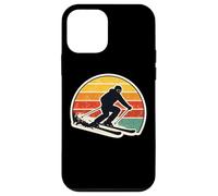 Custodia per iPhone 12 mini Vintage Tramonto Sciatore Silhouette Retro Sci Amante Arte
