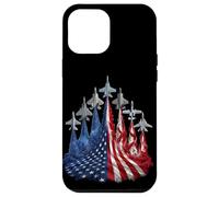 Custodia per iPhone 12 Pro Max 4th of July Fighter Jet US Flag American Military Planes