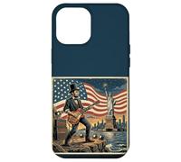 Custodia per iPhone 12 Pro Max Abraham Lincoln Playing Electric Guitar 4th of July Retro