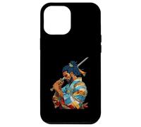 Custodia per iPhone 12 Pro Max Afro Americano Samurai Anime Cartoon Giapponese Bushido Guerriero