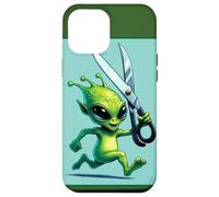 Custodia per iPhone 12 Pro Max Alien corre con le forbici divertente