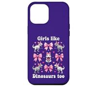 Custodia per iPhone 12 Pro Max Anche alle ragazze piacciono i dinosauri Pink Bow T-Rex Dino Lover Coquette