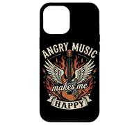 Custodia per iPhone 12 Pro Max Angry Music Makes Me Happy Skull Rock Band Chitarrista Punk