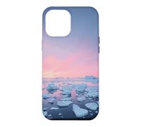 Custodia per iPhone 12 Pro Max Arctic Iceberg Field Sotto Rosa Polare Alba Paesaggio