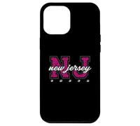 Custodia per iPhone 12 Pro Max Arte universitaria retrò del New Jersey Cheer Pink Leopard