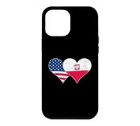 Custodia per iPhone 12 Pro Max Bandiere USA e Polonia - Cuori vintage americani e polacchi
