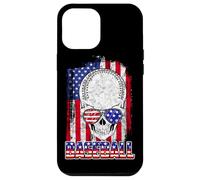 Custodia per iPhone 12 Pro Max Baseball American Flag Skull Sunglass Patriotic 4th July