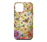 Custodia per iPhone 12 Pro Max Bees Boho Wildflowers foglie e vetro colorato floreale