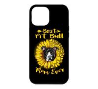 Custodia per iPhone 12 Pro Max Best Pit Bull Dog Mom Ever Sunflower Funny Paw Dog Lover