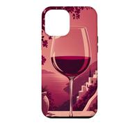 Custodia per iPhone 12 Pro Max Bicchiere da vino oversize minimalista su uno sfondo saturo