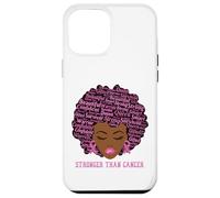 Custodia per iPhone 12 Pro Max Black Women Queen Stronger Than Breast Cancer Pink Ribbon