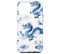 Custodia per iPhone 12 Pro Max Blu Cinese Drago Cinese Acquarello Arte - Asiatico Fortunato