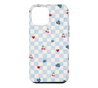 Custodia per iPhone 12 Pro Max Blu Gingham Cherry Mirtillo Picnic Coquette Estetica
