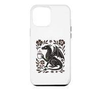 Custodia per iPhone 12 Pro Max Boho Drago Bere Caffè Folk Art Mitico Bestia