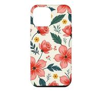 Custodia per iPhone 12 Pro Max Bold Teal verde foglie rosso rosa fiori floreali
