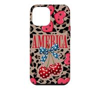 Custodia per iPhone 12 Pro Max Brown Cheetah America Girls Leopard Print Cherry E Bow