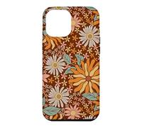 Custodia per iPhone 12 Pro Max Brown Flowers Meadow Floral Retro Groovy Aesthetic Women