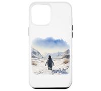 Custodia per iPhone 12 Pro Max BUT WHY? Penguin Wandering Off Mountains Watercolor (White)