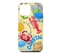 Custodia per iPhone 12 Pro Max California Coastal Seafood Collage Retro Beach Food Art
