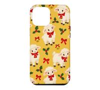 Custodia per iPhone 12 Pro Max Campana con fiocco di agnello giallo senape rosso per Natale