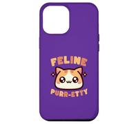 Custodia per iPhone 12 Pro Max Carino Amante Gatto Pun Feline Purr-etty Kawaii Art