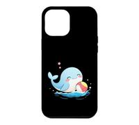 Custodia per iPhone 12 Pro Max Carino balena Kawaii che gioca a palla da spiaggia divertimento oceano