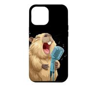 Custodia per iPhone 12 Pro Max Carino Karaoke Capybara con microfono per cantante divertente