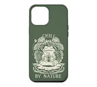 Custodia per iPhone 12 Pro Max Chill By Nature Cottagecore Frog Meditation Vintage Badge