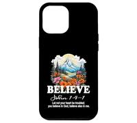 Custodia per iPhone 12 Pro Max Christian Faith Believe In Cristo Bella Montagna Scena