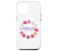 Custodia per iPhone 12 Pro Max Ciao Primavera Sole Sole Fiore Donna Pasqua Festa della Mamma