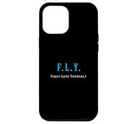 Custodia per iPhone 12 Pro Max Colore blu First Love Yourself Grafica blu