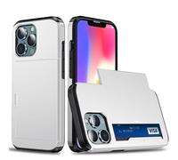 Custodia per iPhone 12 Pro Max con portacarte Portafoglio Custodia Armatura iPhone 12 Pro Max Custodia PC TPU 2 in 1 a doppio strato Custodia paraurti antiurto -(Bianco)