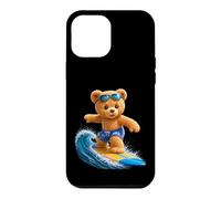 Custodia per iPhone 12 Pro Max Coraggioso orsacchiotto cavalcando le onde tavola da surf Shapes Mania