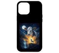 Custodia per iPhone 12 Pro Max Cow Howling to The Moon Vintage Funny Cow