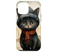 Custodia per iPhone 12 Pro Max Cozy Black Cat Autumn Cottagecore - Cute Autumn Winter Kitty