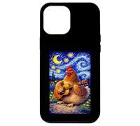 Custodia per iPhone 12 Pro Max Cozy Chicken Playing Guitar Whimsical Art Music Farmer Hen