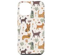Custodia per iPhone 12 Pro Max Cute Dog Lover Theme Boho Aesthetic Retro Pet Pattern