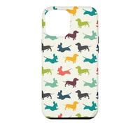 Custodia per iPhone 12 Pro Max Cute Funny Womens Jumping Multicolor Dachshund Lover Pattern
