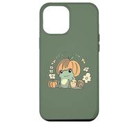 Custodia per iPhone 12 Pro Max Cute Kawaii Fall Cottagecore Aesthetic Frog With Pumpkin
