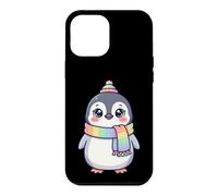 Custodia per iPhone 12 Pro Max Cute Kawaii Penguin Rainbow Beanie Scarf Winter
