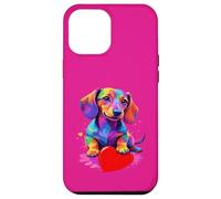 Custodia per iPhone 12 Pro Max Dachshund Shirt - Colorful Dachshund Heart Graphic