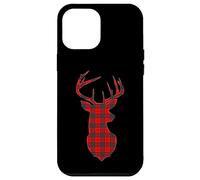 Custodia per iPhone 12 Pro Max Deer Plaid Red Reindeer Buck Christmas Xmas