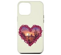 Custodia per iPhone 12 Pro Max Desert Heart Cactus Tramonto Southwest Romance Wall Art