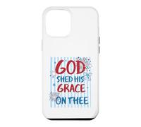 Custodia per iPhone 12 Pro Max Design con scritta in inglese "God Shed His Grace On Thee American"
