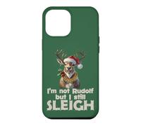 Custodia per iPhone 12 Pro Max Design divertente con scritta in inglese "I'm not Rudolf but I still sleigh"