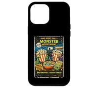 Custodia per iPhone 12 Pro Max Design Film Horror Retro Finto con Popcorn Mostri Drive-In
