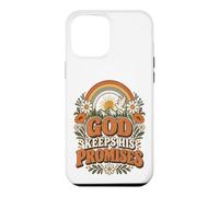 Custodia per iPhone 12 Pro Max Dio mantiene le sue promesse arcobaleno floreale fede cristiana