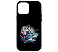 Custodia per iPhone 12 Pro Max Divertente 4 luglio 4 luglio Abe Abraham Lincoln Equitazione di uno squalo